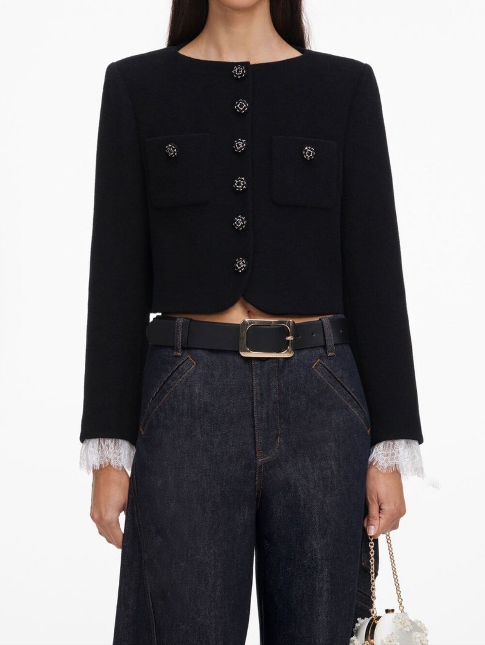 Self Portrait Black Button Down Jacket